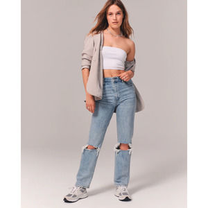 Abercrombie & Fitch Jean 28 Curve Love Blue Denim Ultra High Rise Ankle Straight